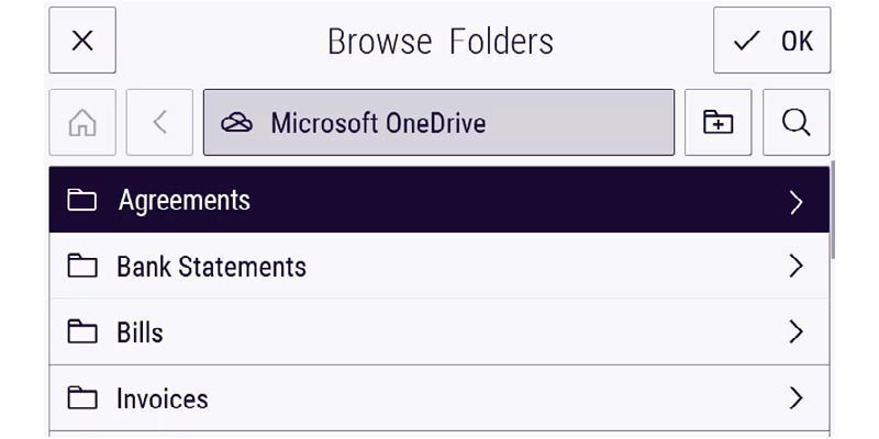 Vue de l'application Microsoft OneDrive